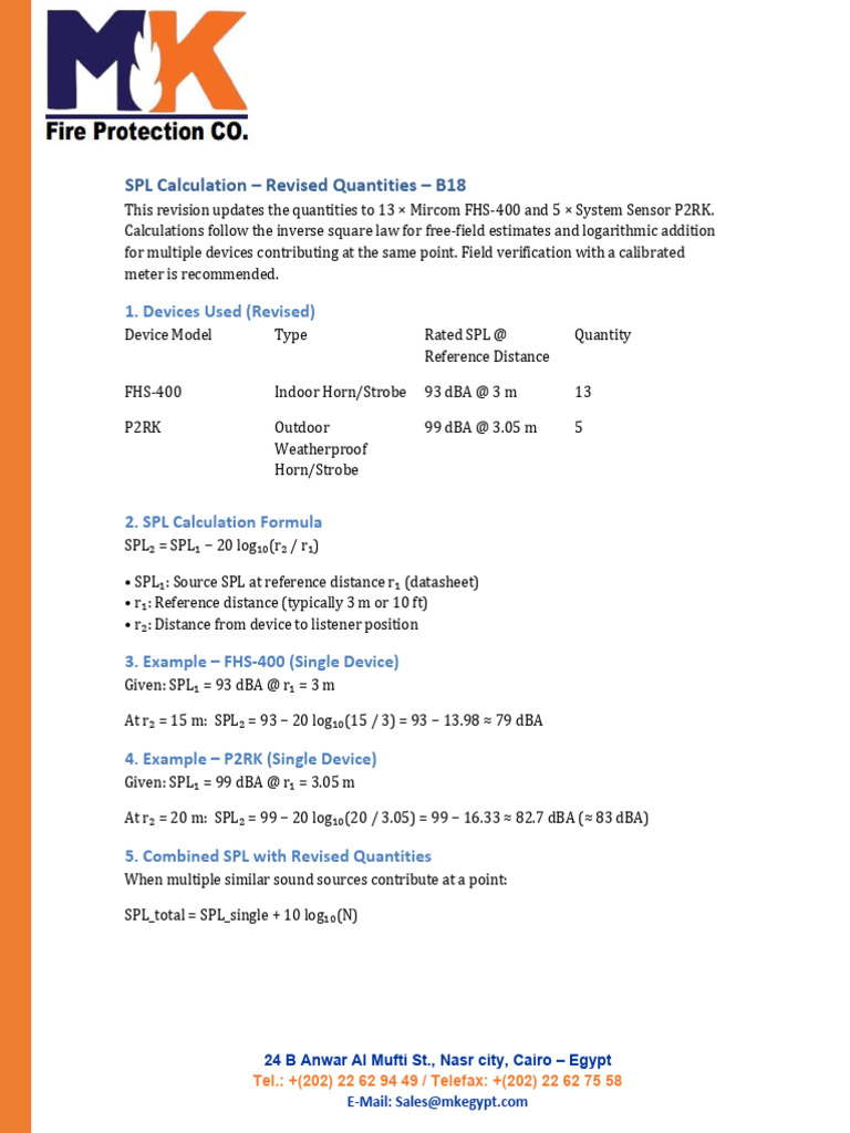 SPL Calculation Mircom Building B18 | PDF | Decibel | Classical Mechanics