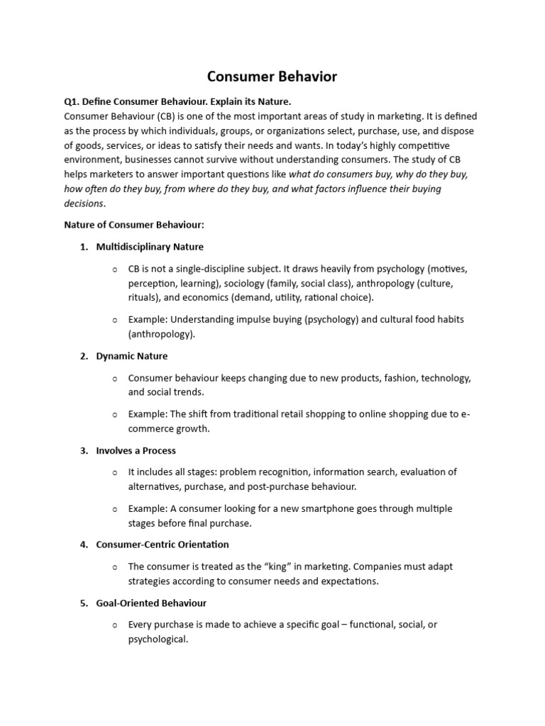 CB Notes (Consumer Behaviour Note of Mba) | PDF | Consumer Behaviour ...