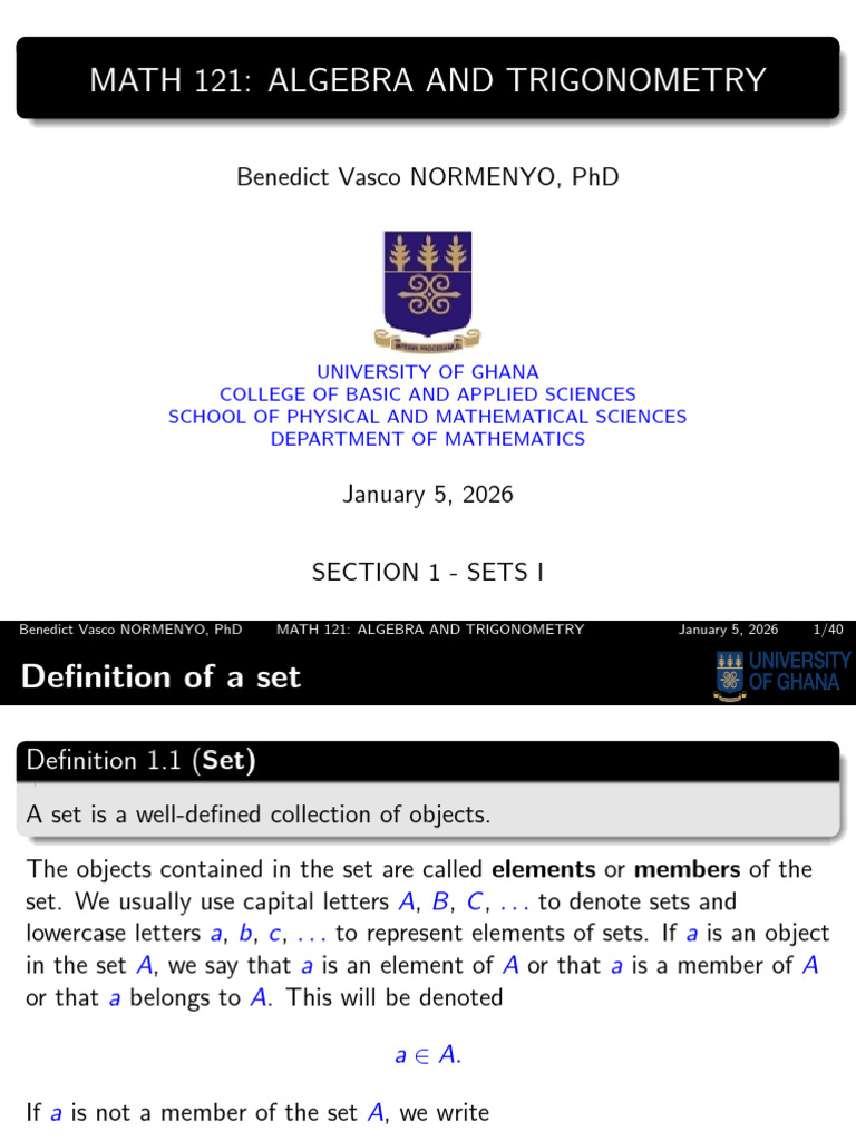 Math 121 Section 1 Slides Sets I | PDF | Numbers | Mathematics