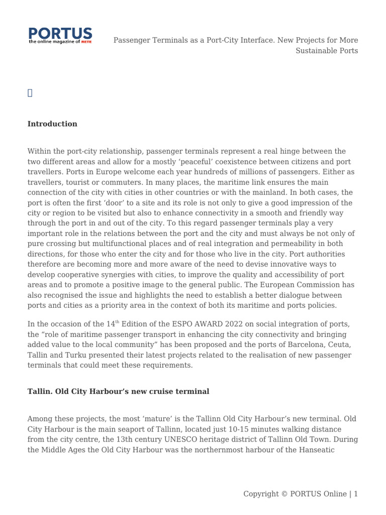 Passenger Terminals As A Port-City Interface. New Projects For More ...