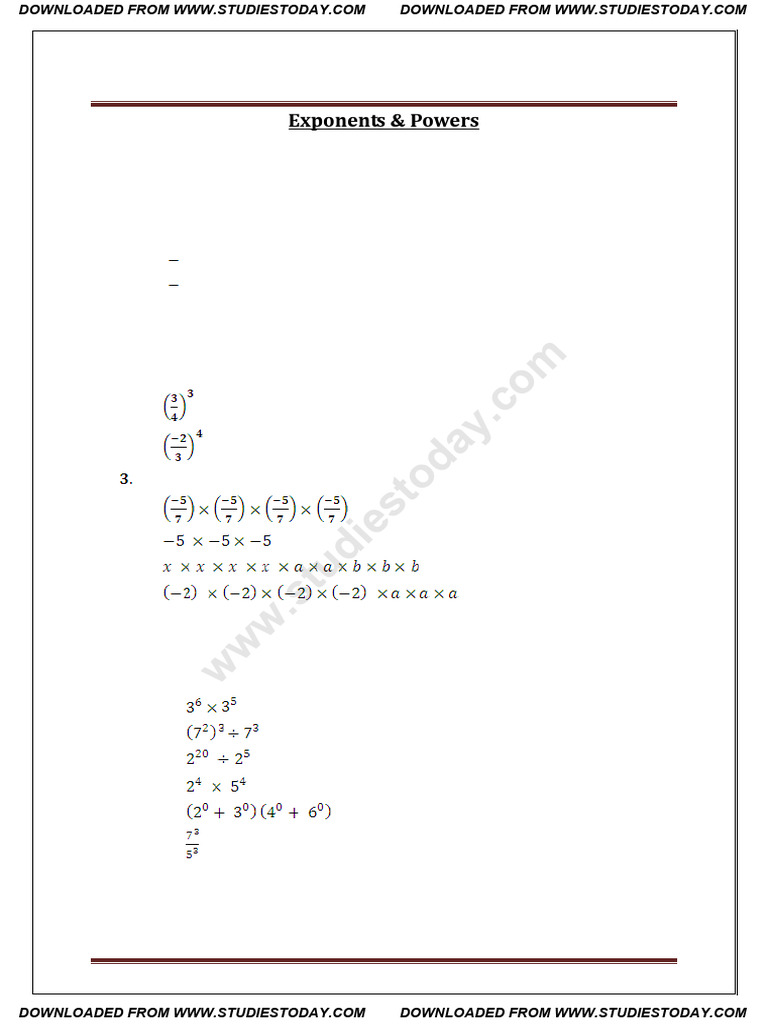 Exponents & Powers | PDF | Discrete Mathematics | Number Theory