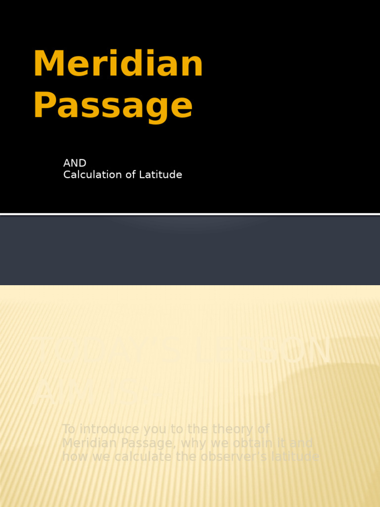 Lesson 02 Meridian Passage | PDF | Latitude | Geodesy