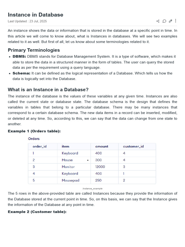 4instance in Database - GeeksforGeeks | PDF