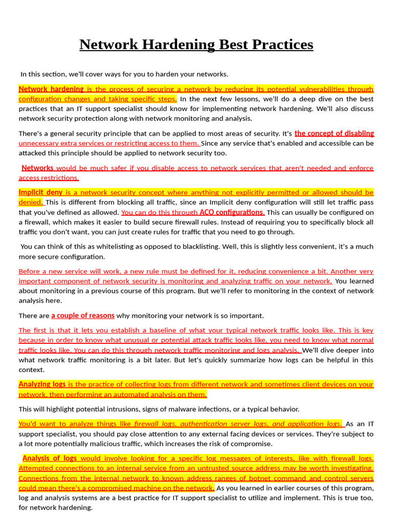 Network Hardening Best Practices M4 - 1 | PDF | Denial Of Service ...