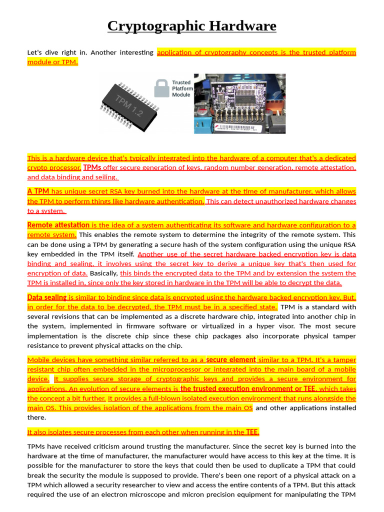 Cryptographic Hardware M6 - 30 | PDF | Encryption | Key (Cryptography)