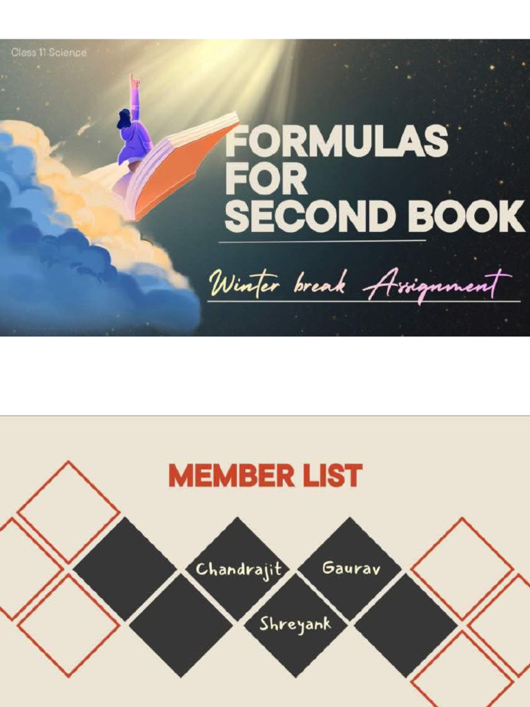 FORMULAS Class 11 Science For Part 2 Book | PDF