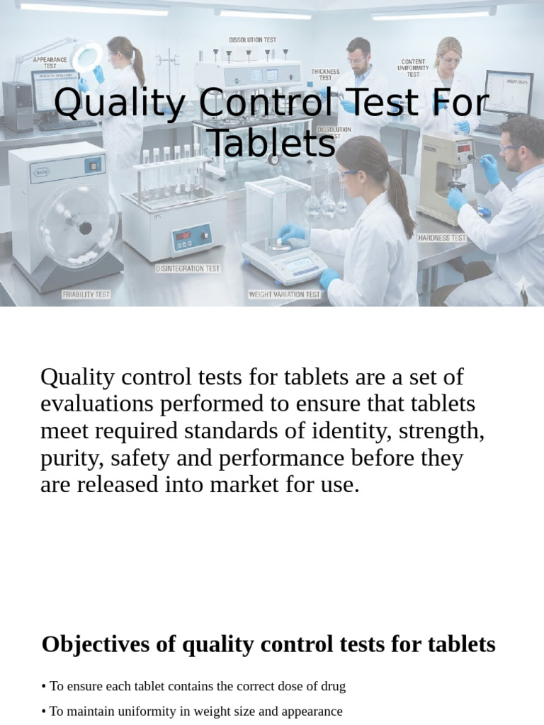 Quality Control Test For Tablets | PDF | Tablet (Pharmacy) | Hardness