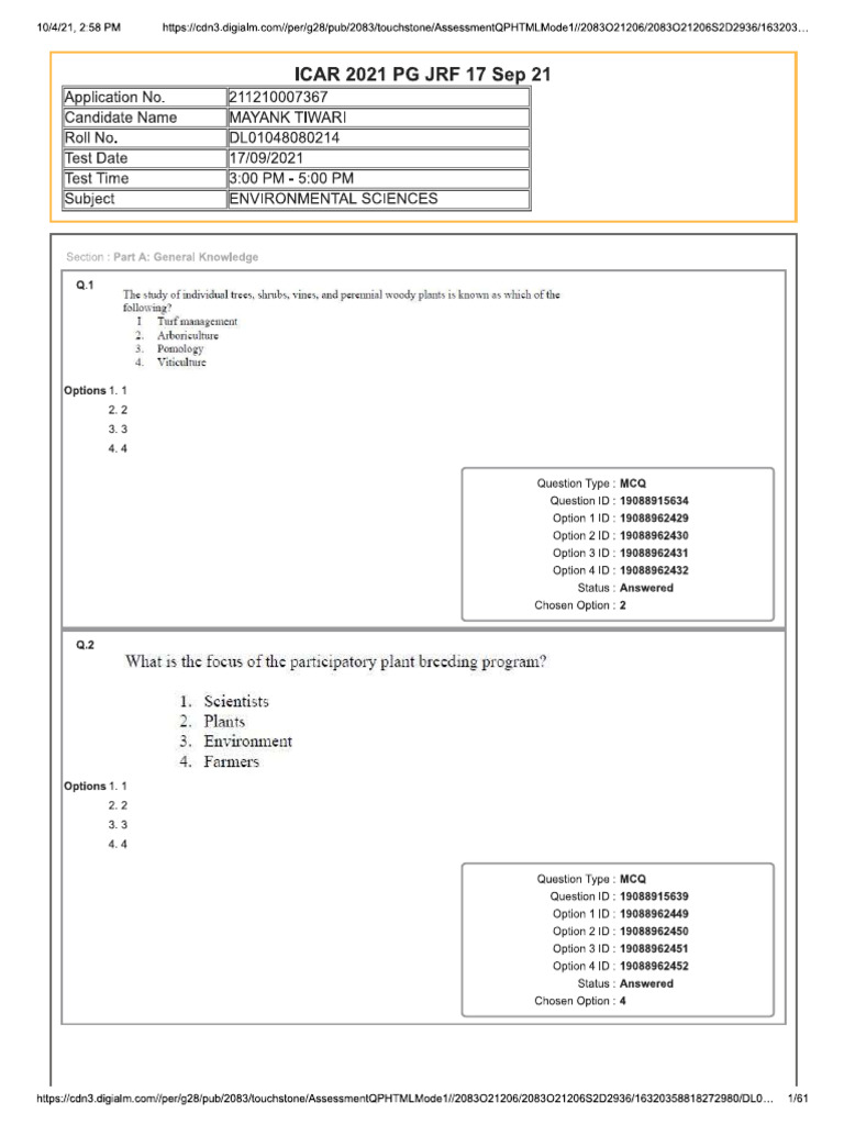 Answer Key SRF | PDF