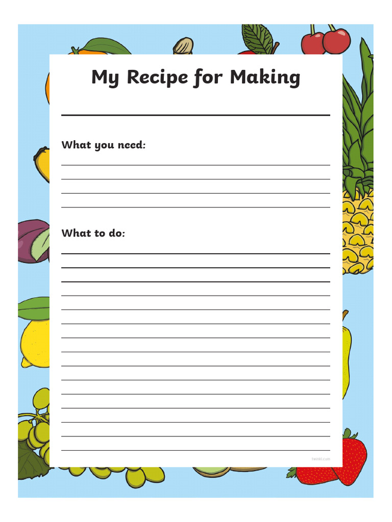 Fruit Border Recipe Writing Frame | PDF