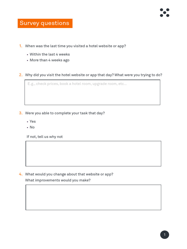 Hotel Sample Survey | PDF