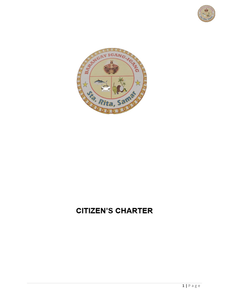 Citizens Charter Barangay Igang-Igang | PDF | Receipt | Fee