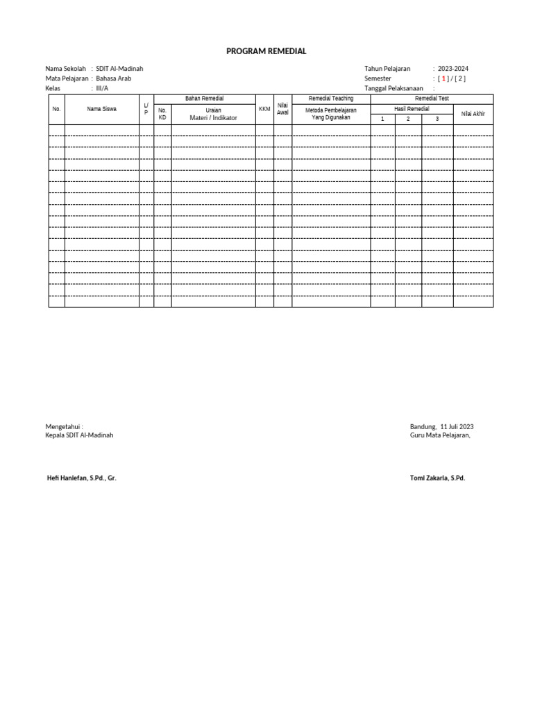 Format Program Remedial H | PDF
