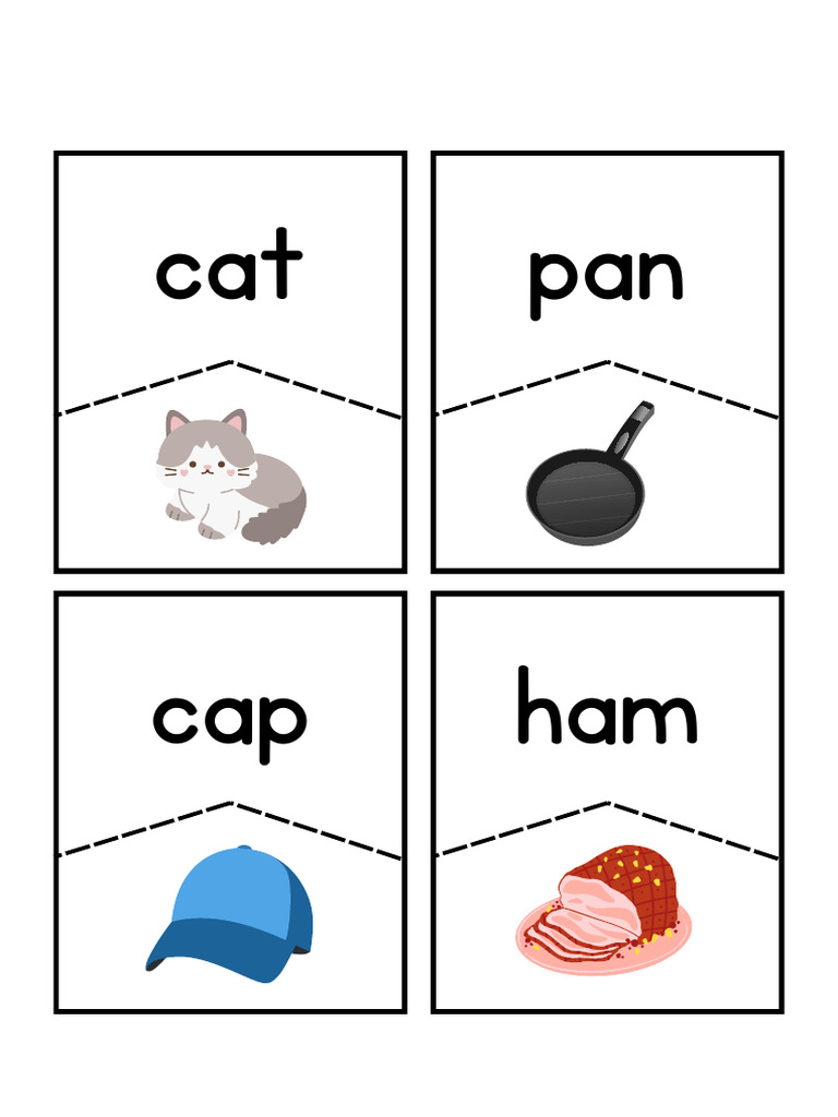 Colorful CVC Matching Puzzles Worksheet | PDF