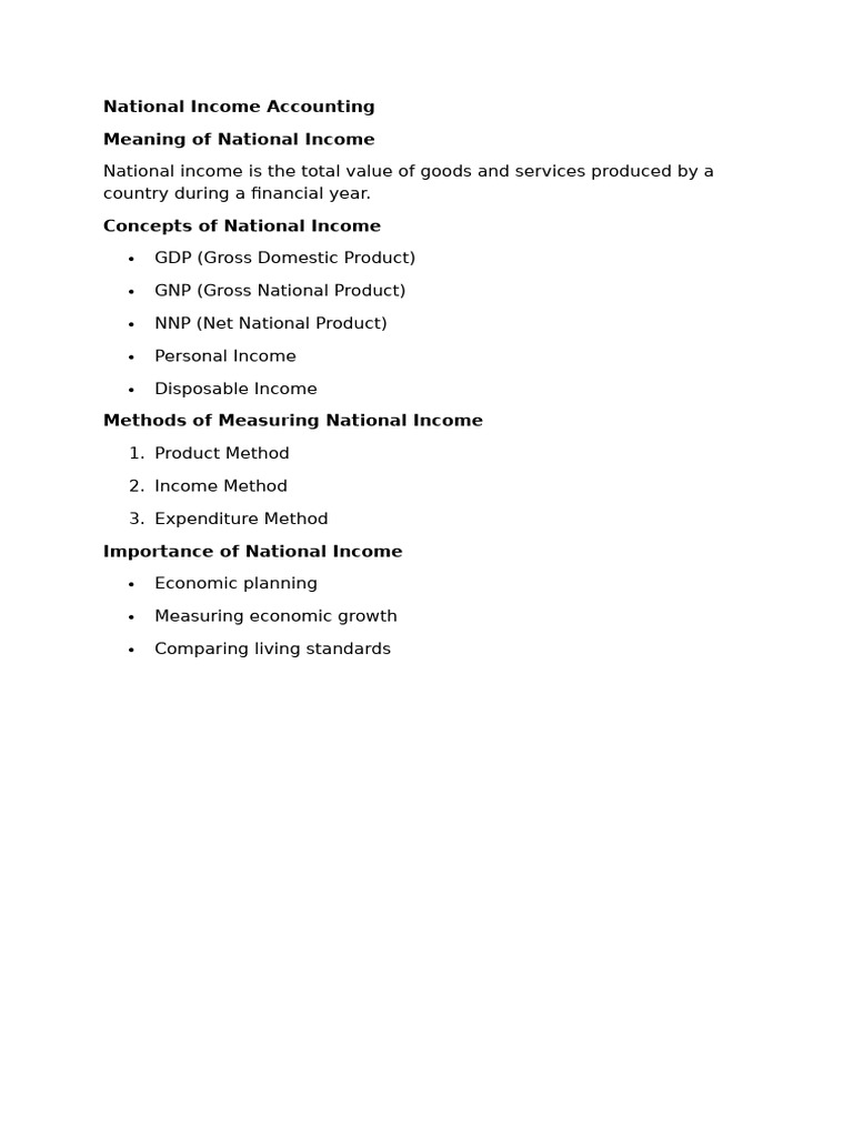 National Income Accounting Meaning of National Income | PDF