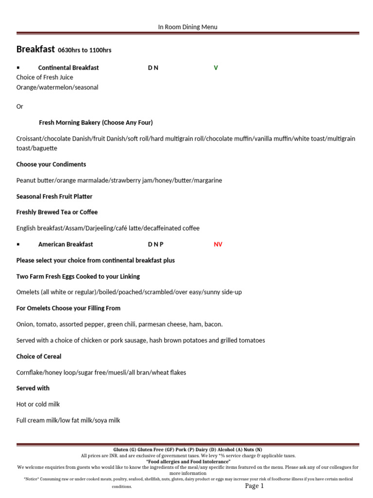 3.in Room Dining Menu | PDF | Hamburgers | Curry