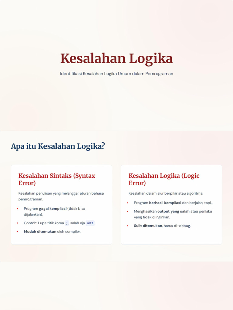 Logika Matematika - Kesalahan Logika Pemrograman | PDF