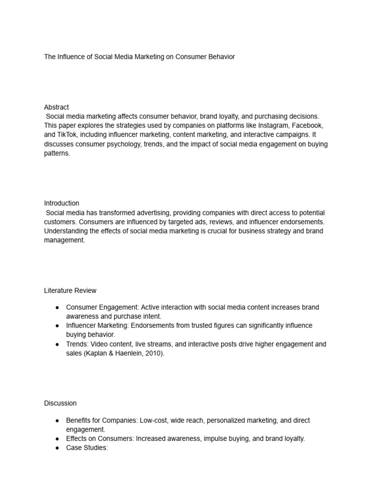 The Influence of Social Media Marketing On Consumer Behavior | PDF