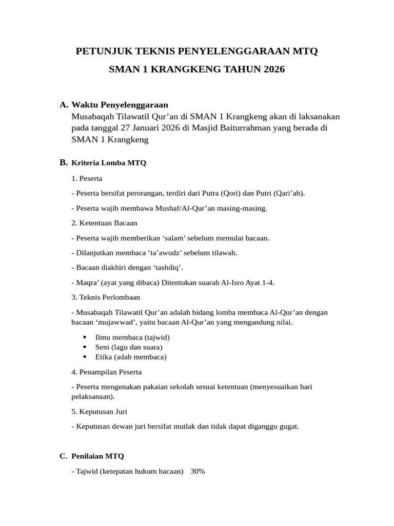 J.kriteria MTQ 2026 | PDF
