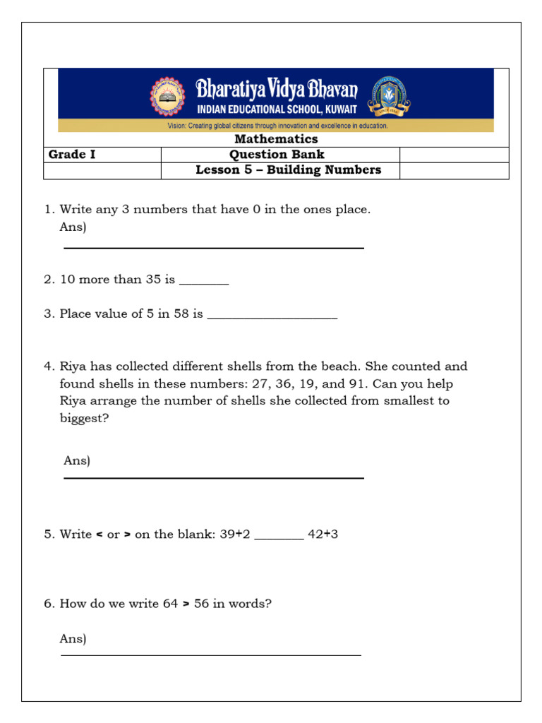 Chapter - 5 Building Numbers QB | PDF