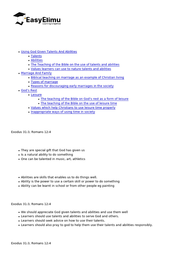 UpriCreation - Christian Religious Education CBC Grade 6 Revision Notes ...