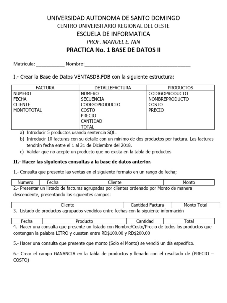 Practica No. 1 Base de Datos II 2020-2 | PDF