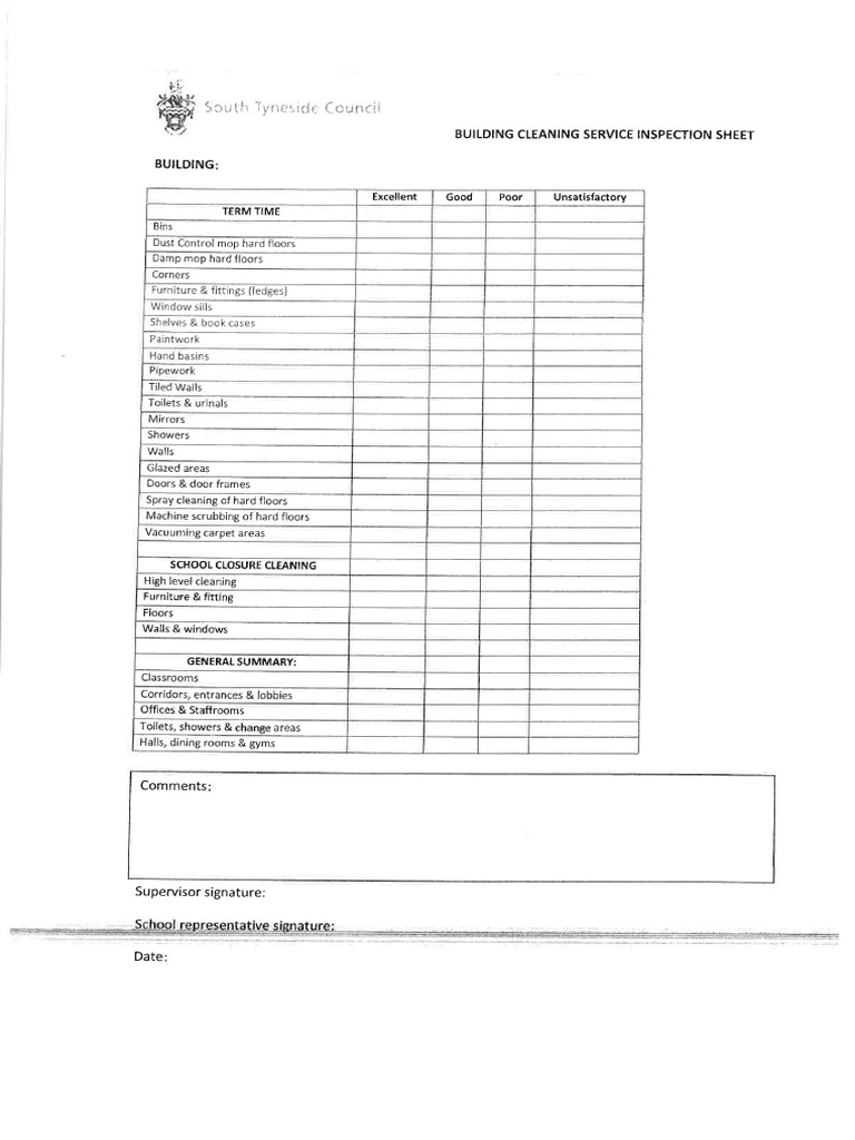 STC - Appendix 4 - School Inspection Sheets | PDF