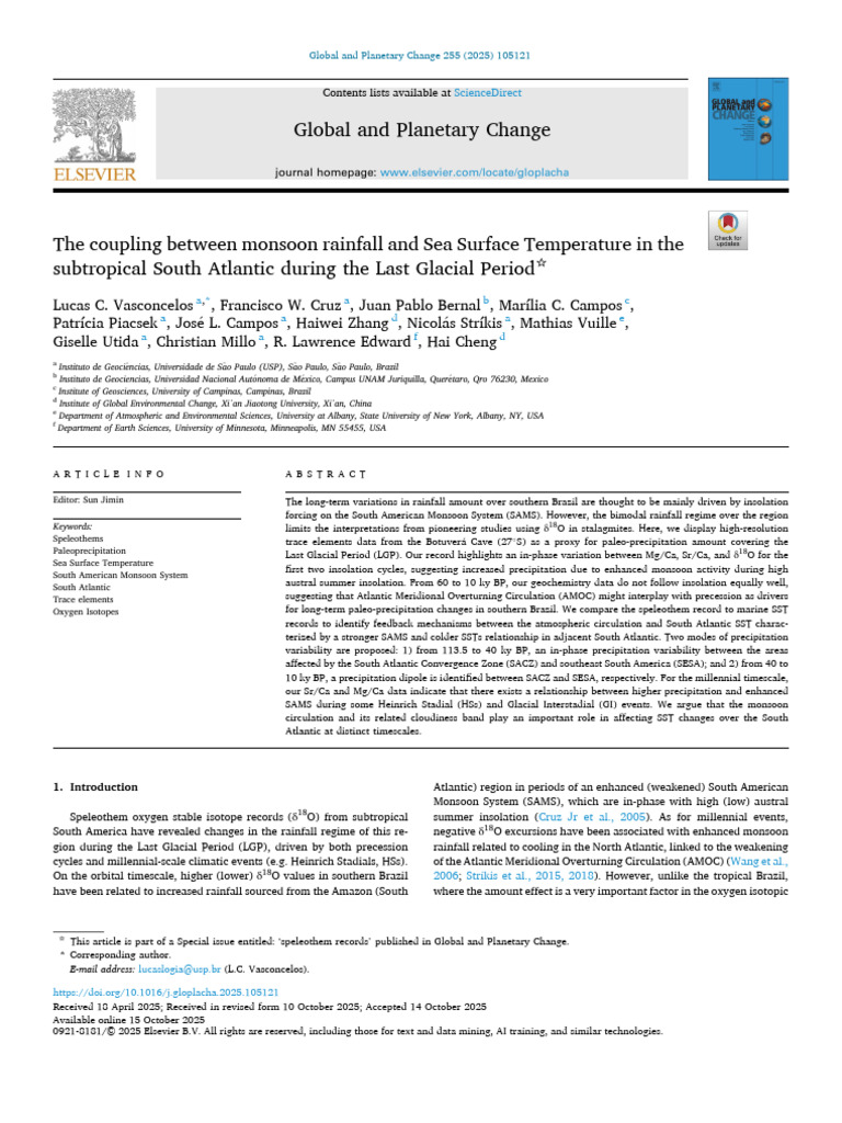 The Coupling Between Monsoon Rainfall and Sea Surface Temperature in ...