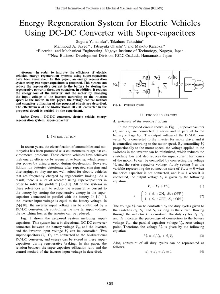 Energy Regeneration System For Electric Vehicles Using DC-DC Converter ...