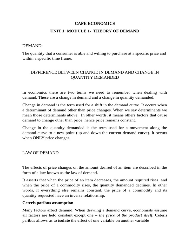 MODULE 1-TOPIC 2 - Theory of Demand 2 | PDF | Demand | Demand Curve