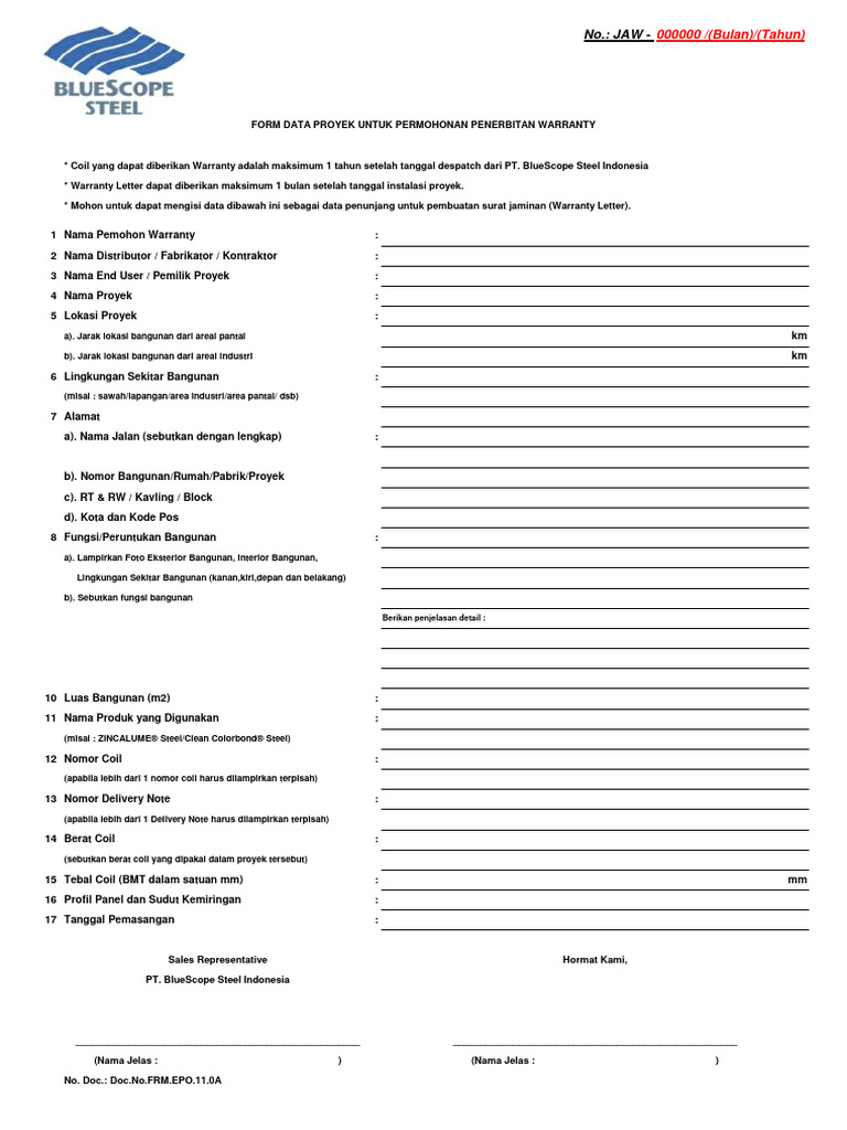 Form Pengajuan Warranty | PDF