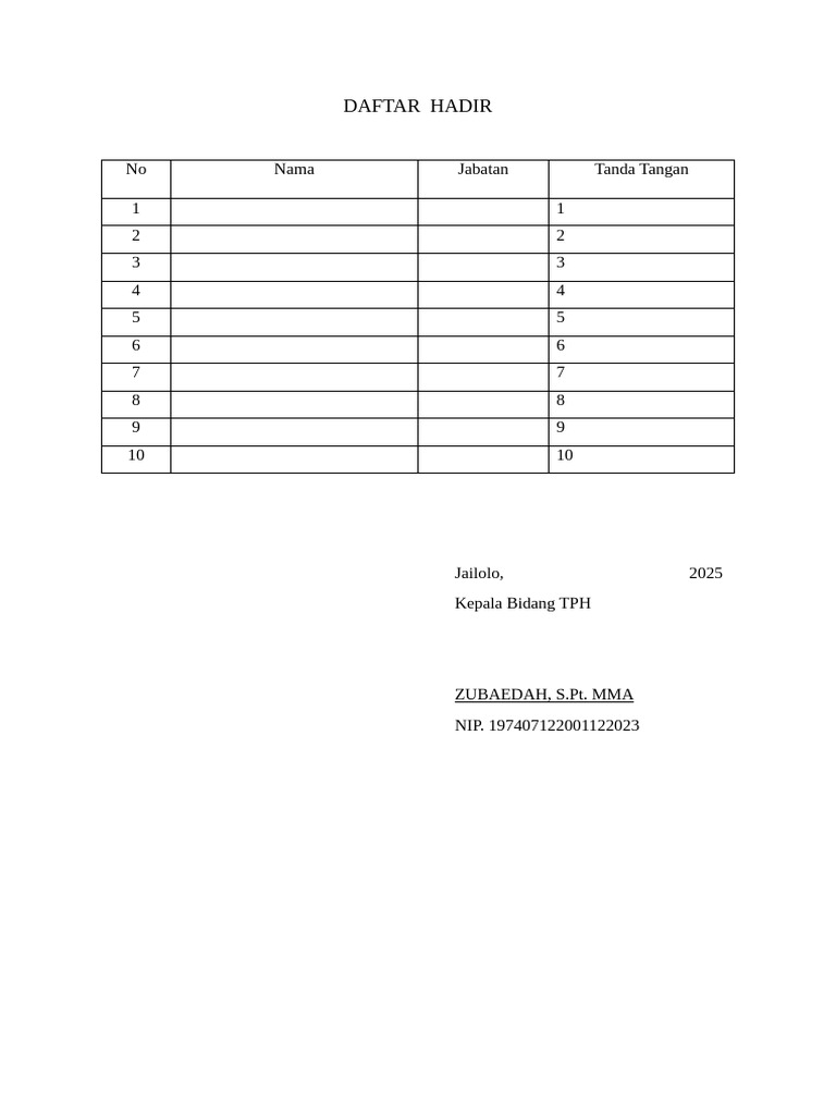 Daftar Hadir | PDF
