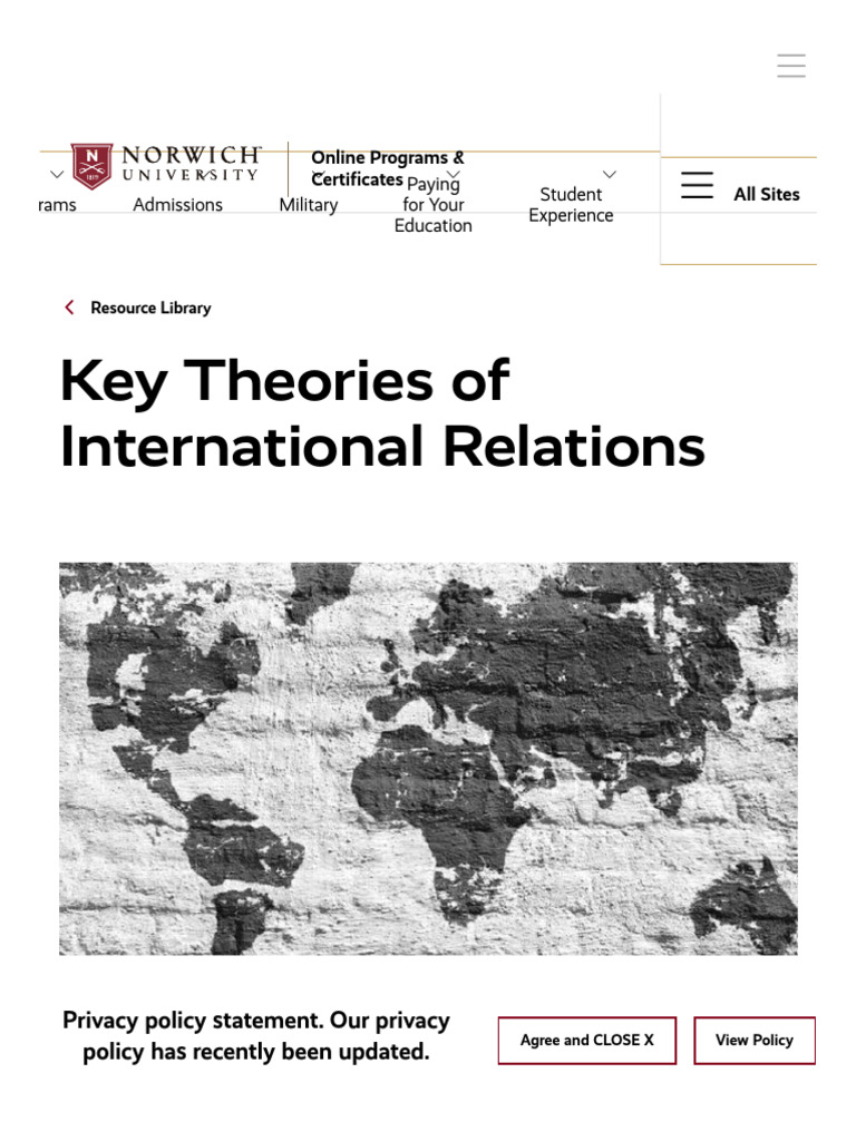 Key Theories of International Relations Norwich University Online | PDF ...