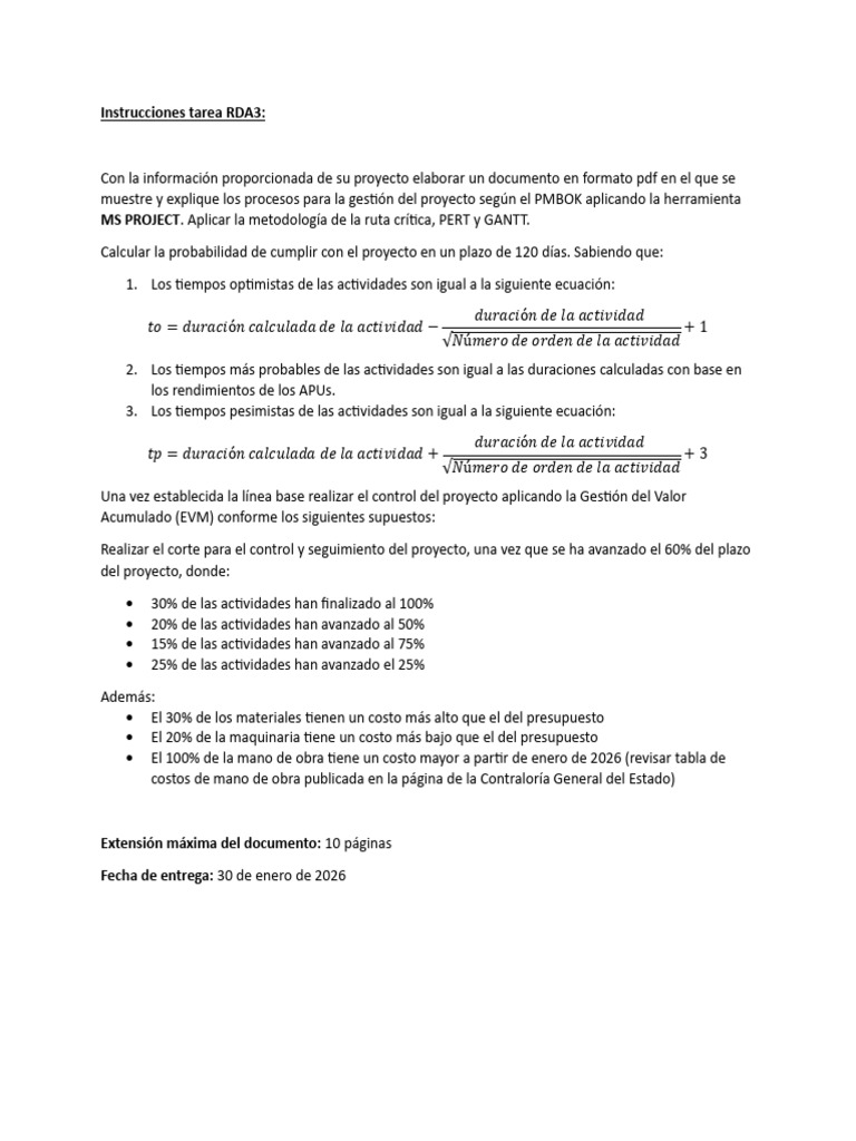 Instrucciones Tarea RDA3 25 - 02 | PDF