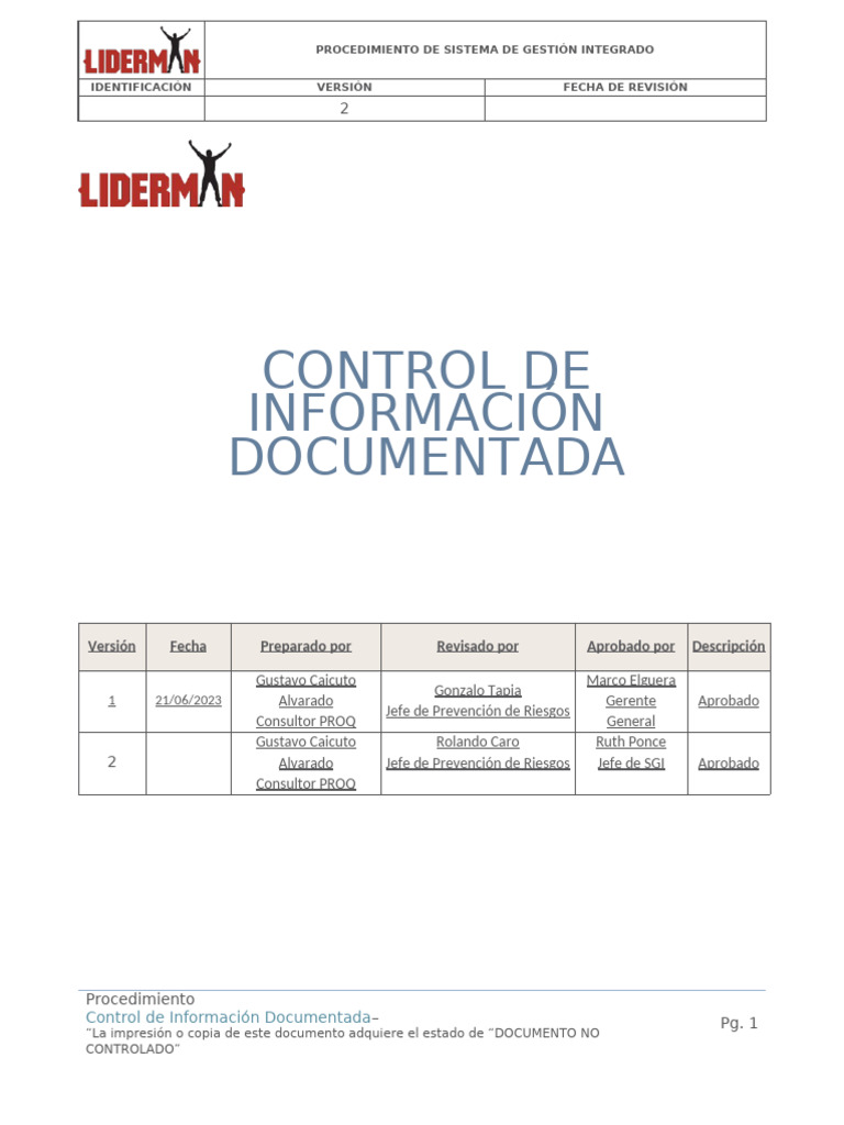 7.1.5+9.1.1+91.1 SGI-PPRR-PR-01 Control Información Documentada | PDF ...