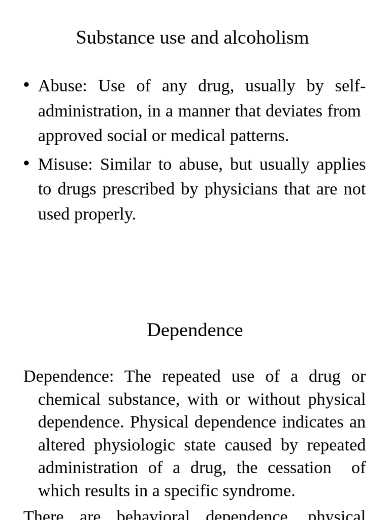 Substance Use and Alcoholism | PDF | Substance Abuse | Substance Dependence