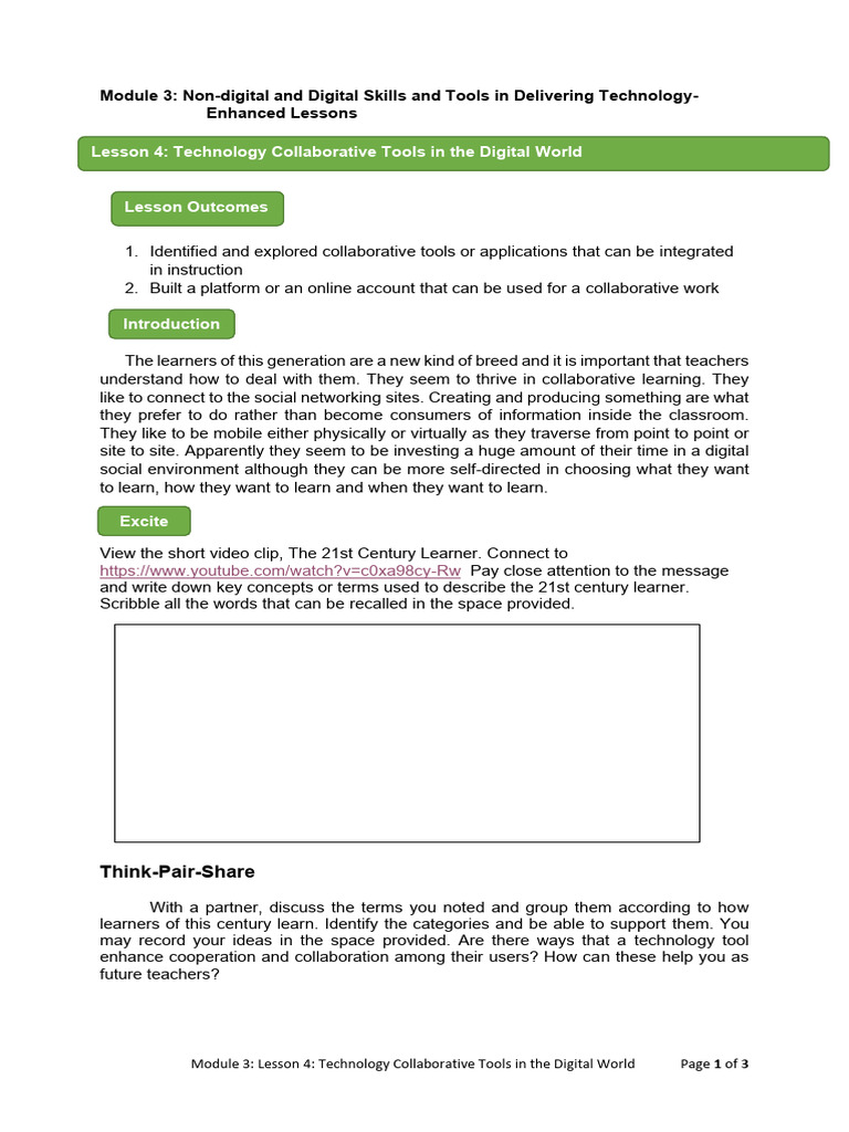 Module 3 - Lesson 4 - TTL 1 2025 | PDF | Learning | Blog