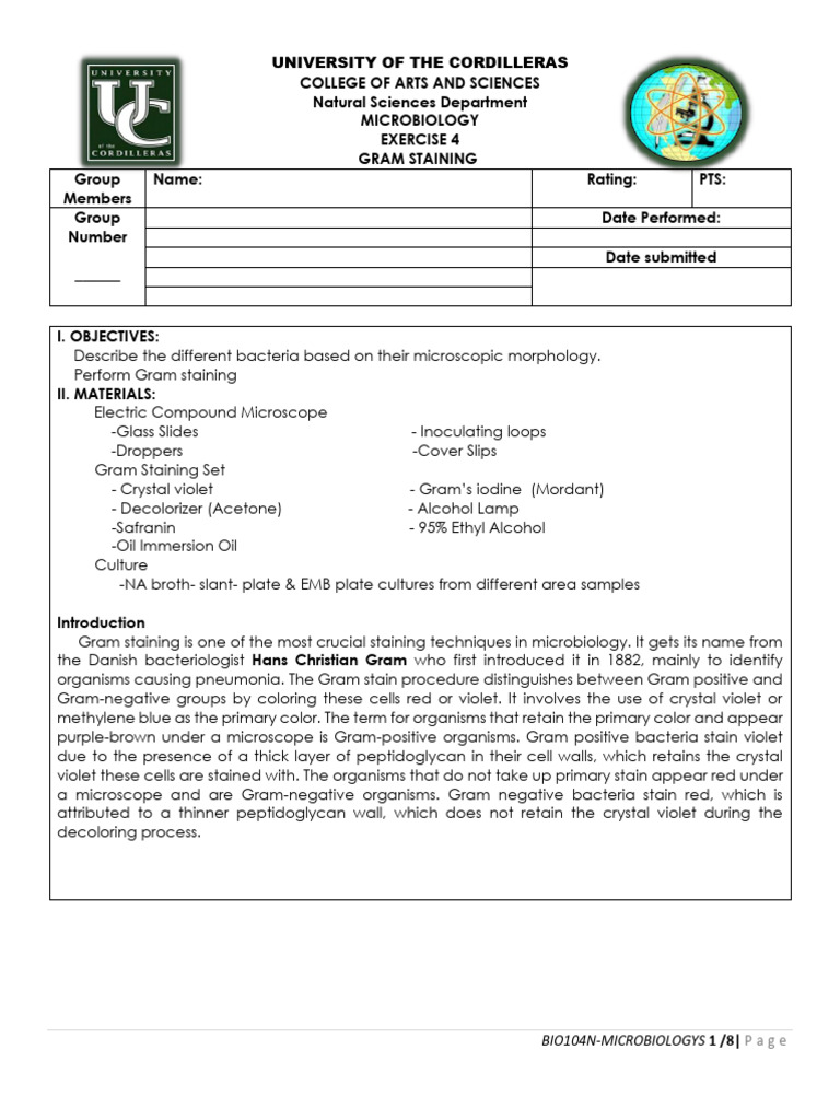 Microbiology Exercise 4 Gram Staining | PDF | Staining | Gram Positive ...