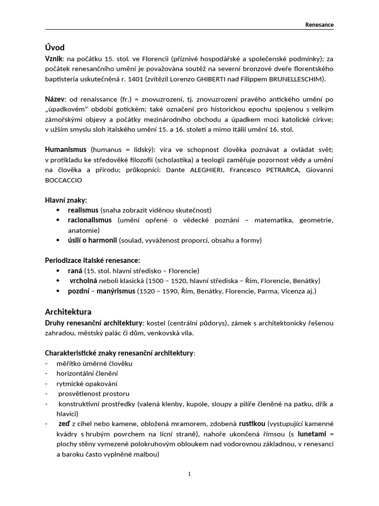 Renesance PŘEHLED | PDF