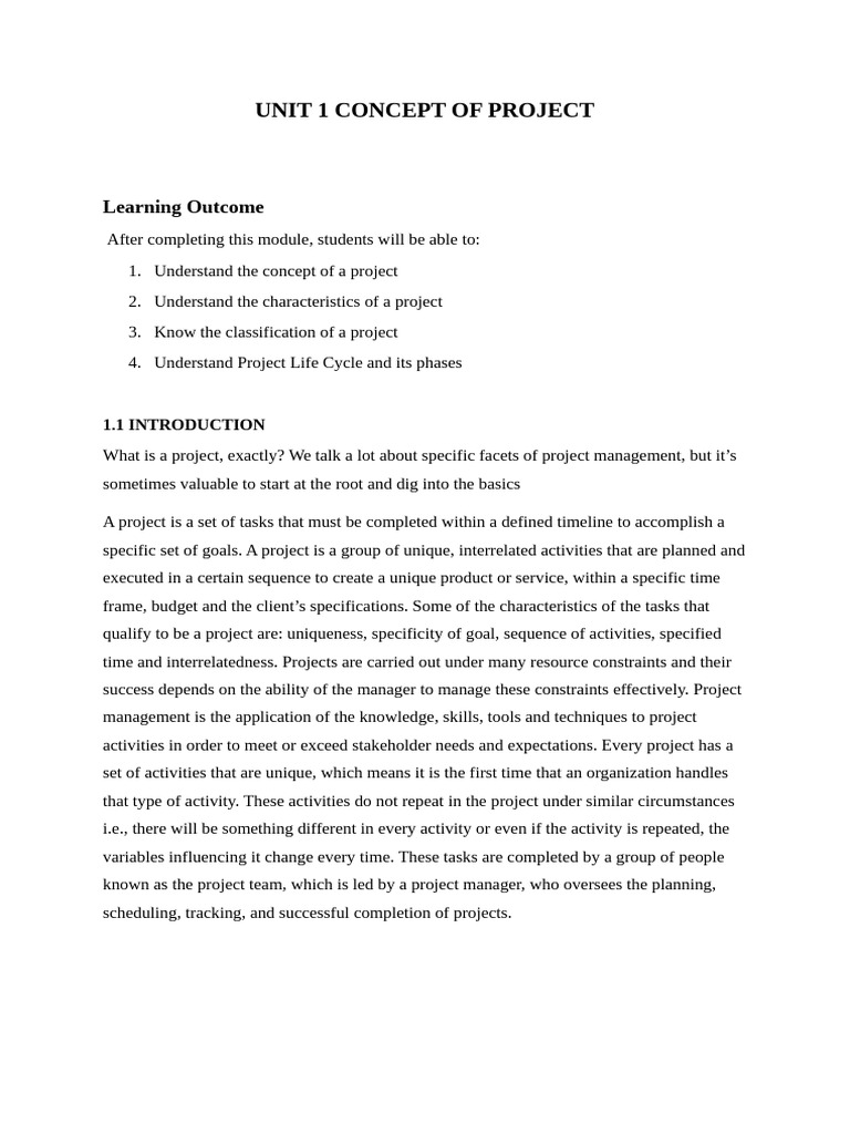 Part of Unit I PROJECT MGT | PDF | Project Management | Business