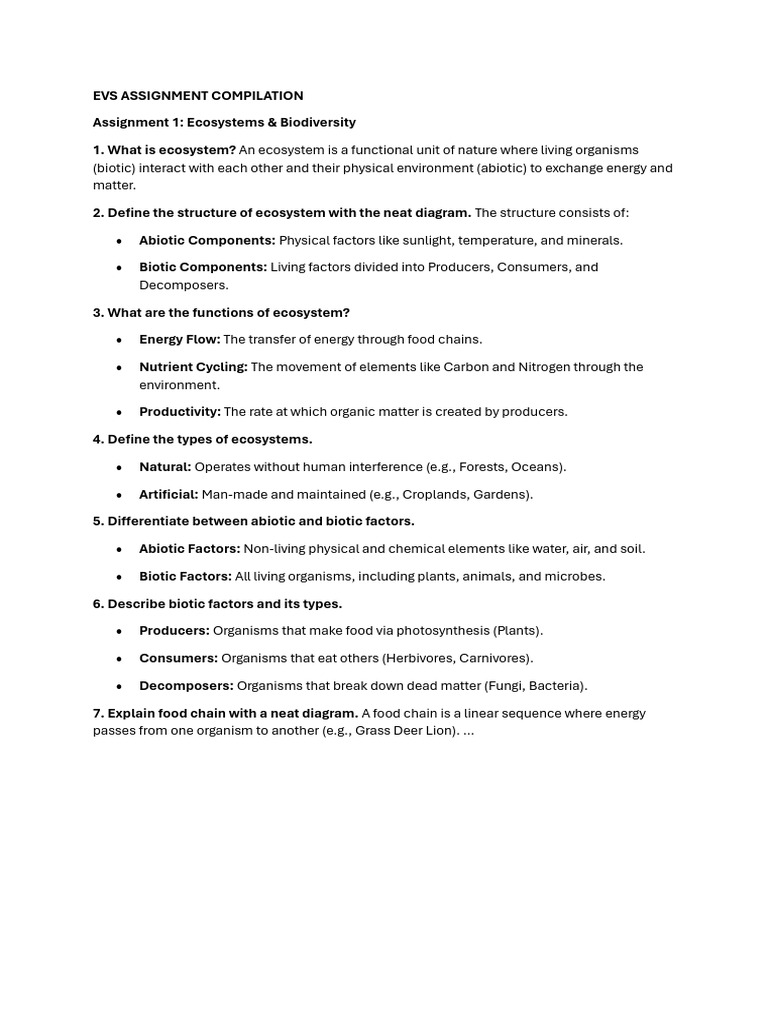 Evs Assignment Compilationc | PDF | Ecosystem | Water Pollution