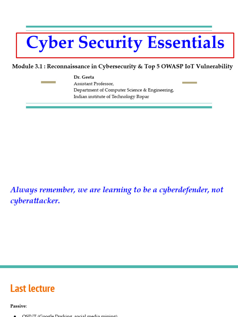 Module 3 Lecture 6 | PDF | Password | Cyberwarfare