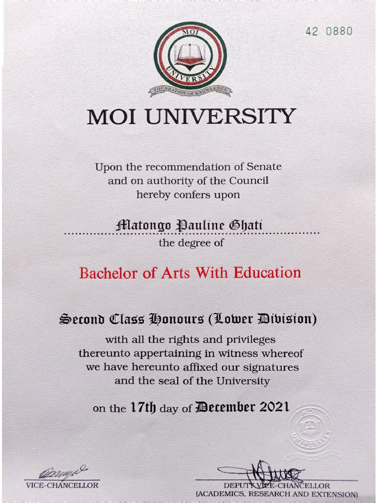 Bachelor's Degree Certificate - 1 | PDF