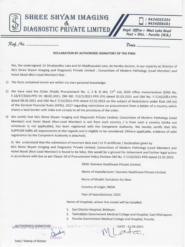 New Declaration by Autorised Signatory of The Firm | PDF