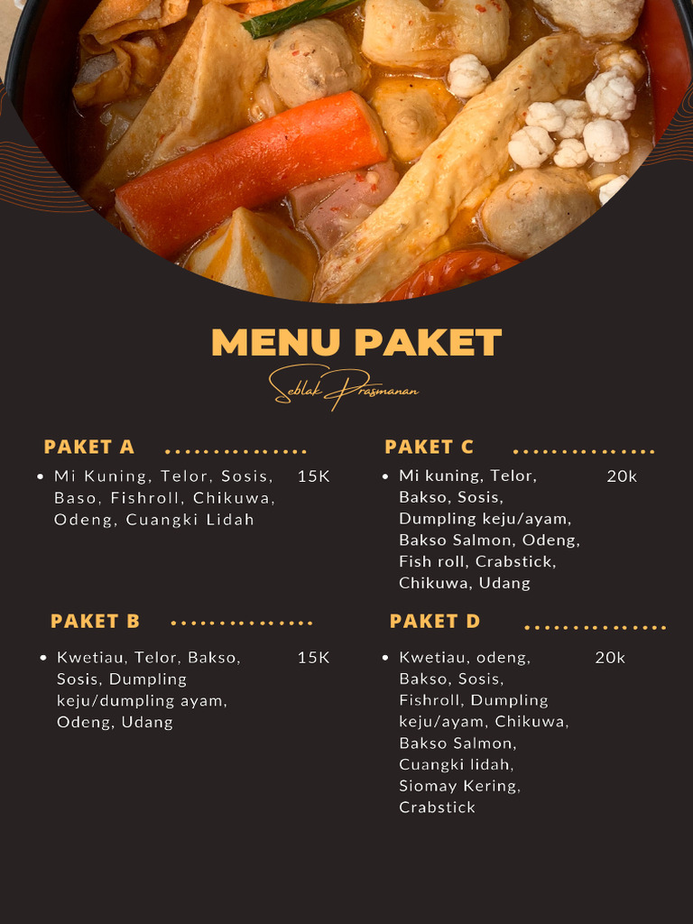 Menu Paket Seblak | PDF