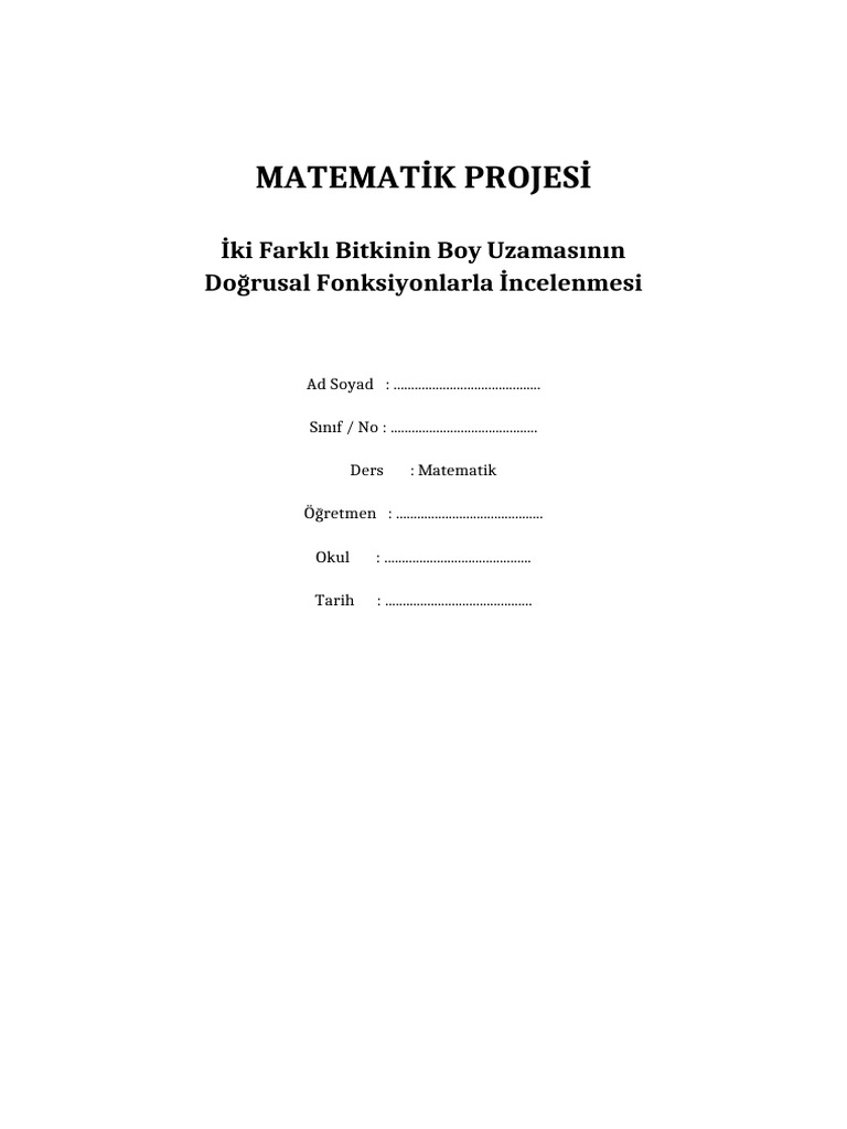 Bitki Buyume Dogrusal Fonksiyon Projesi Kapakli | PDF