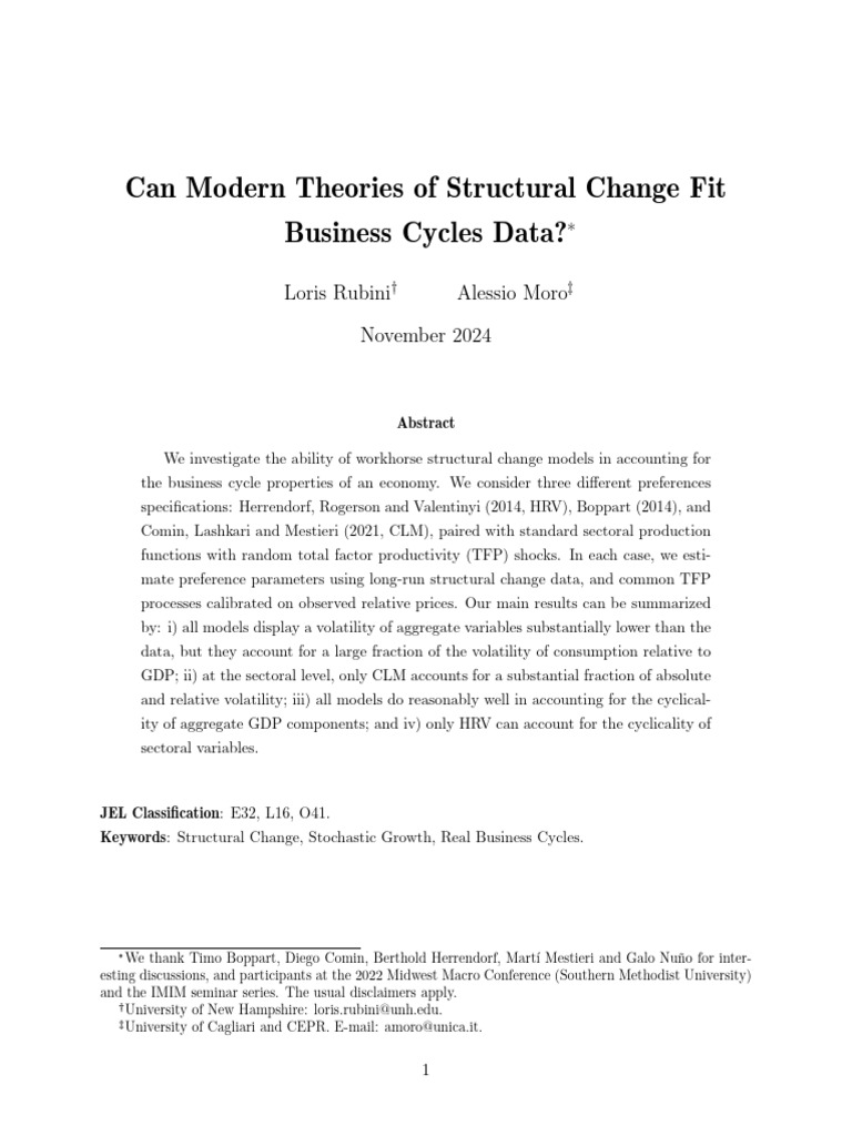 Structural Change and Business Cycles 2024-11-08 | PDF | Business Cycle ...