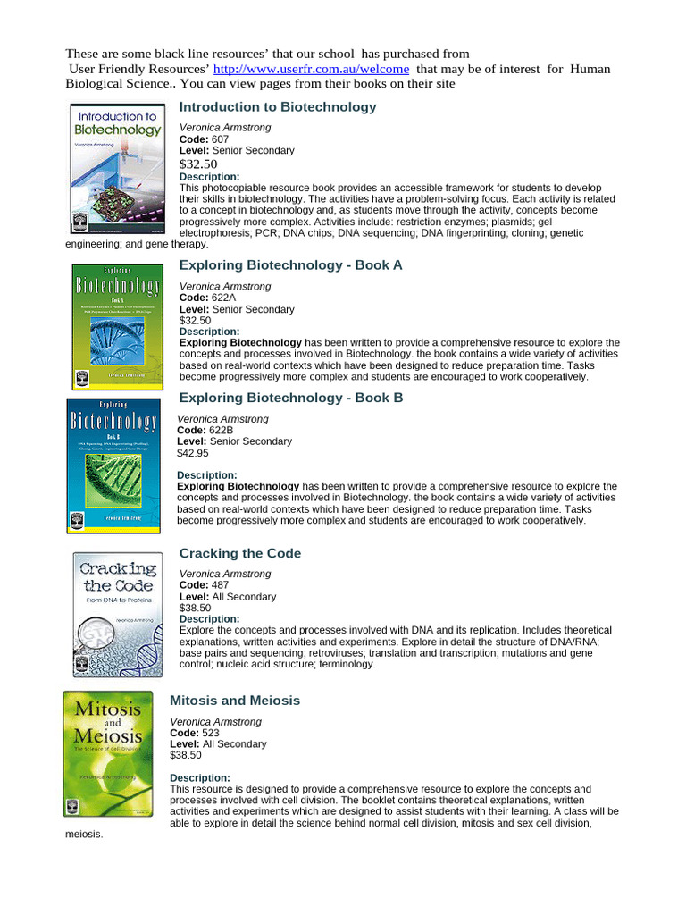 Blackline Masters Suitable HBS Course | PDF | Dna | Gene