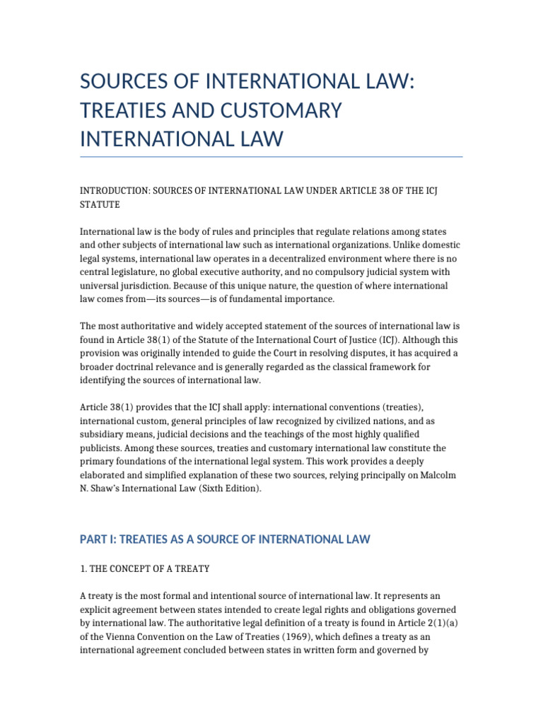 Sources of International Law Recreated | PDF | International Law | Treaty