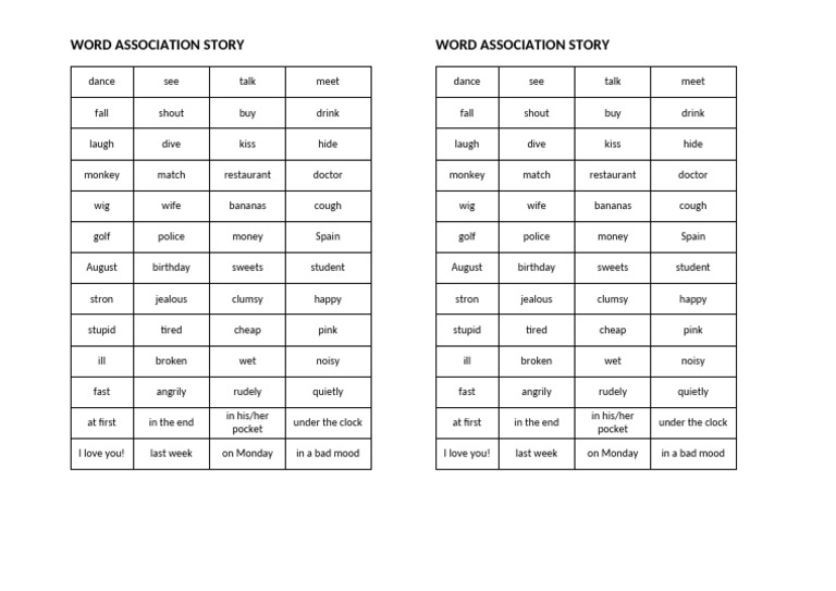 Word Association Storyaa | PDF
