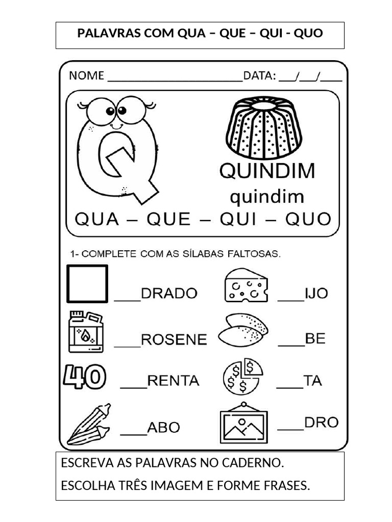 Atividades Com Qua Que Qui Quo | PDF